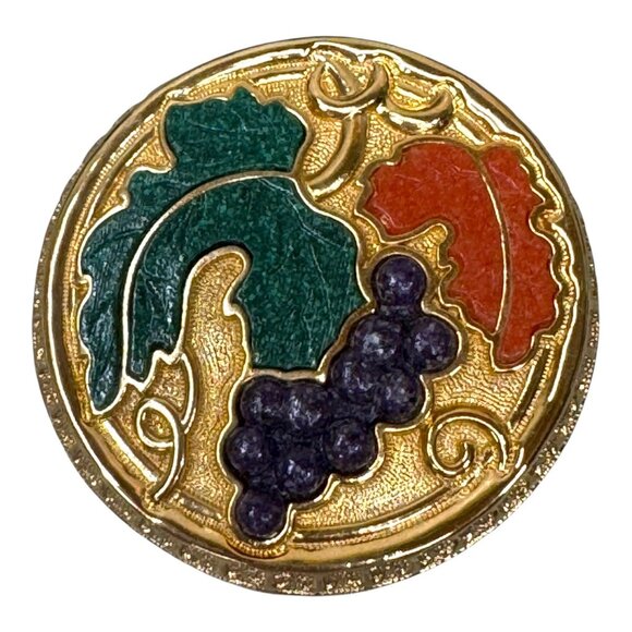 Black Hills Gold RARE Round Trinket Box No 4 Grapes Leaves Inlaid Gemstone Vtg - Picture 2 of 7